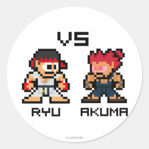 8bit Ryu VS Akuma Classic Round Sticker
