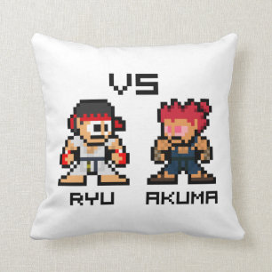8bit Ryu VS Akuma Throw Pillow