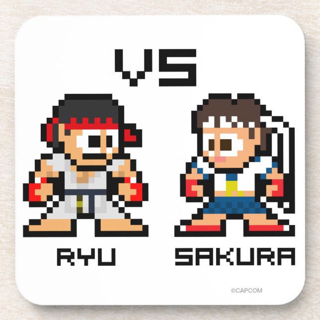 8bit Ryu VS Sakura Coaster (Front)