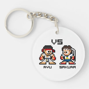 8bit Ryu VS Sakura Keychain