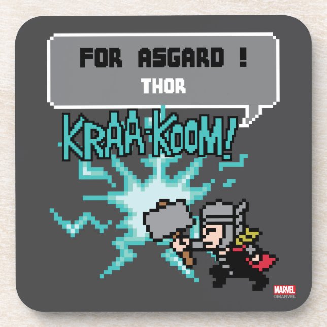 8Bit Thor Attack - For Asgard! Coaster (Front)