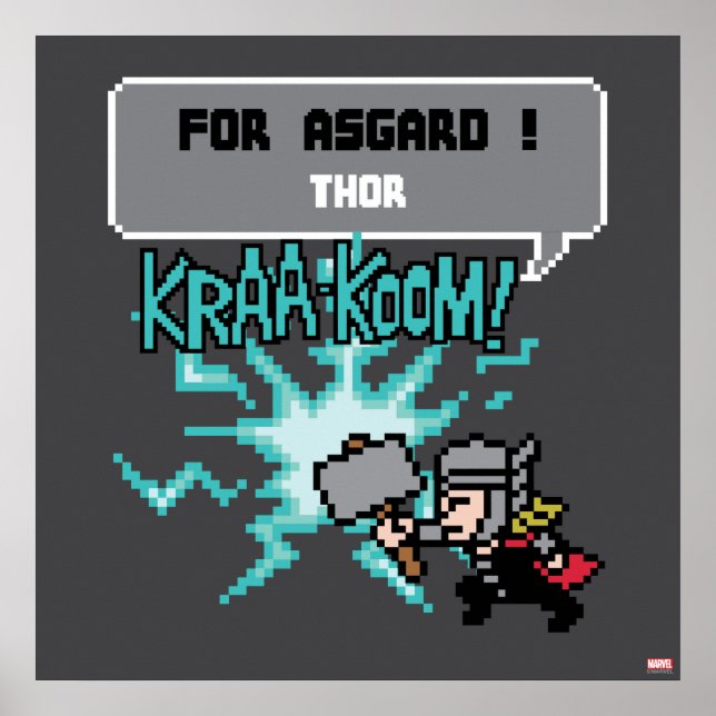 8Bit Thor Attack - For Asgard! Poster (Front)