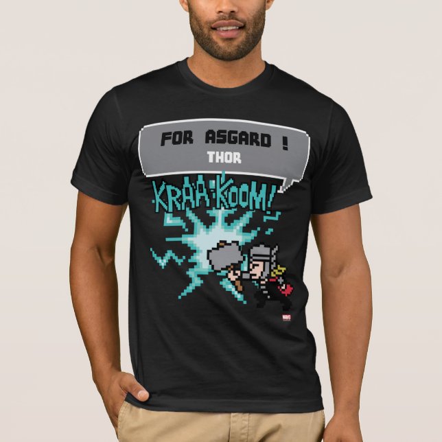 8Bit Thor Attack - For Asgard! T-Shirt (Front)