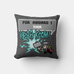 8Bit Thor Attack - For Asgard! Throw Pillow