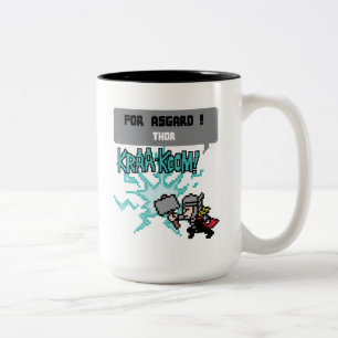 8Bit Thor Attack - For Asgard! Two-Tone Coffee Mug