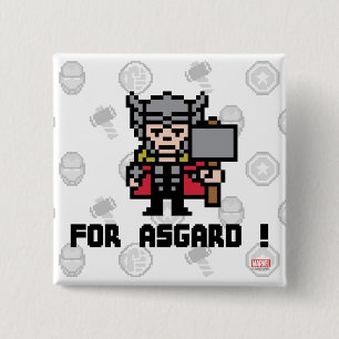8Bit Thor - For Asgard! 2 Inch Square Button