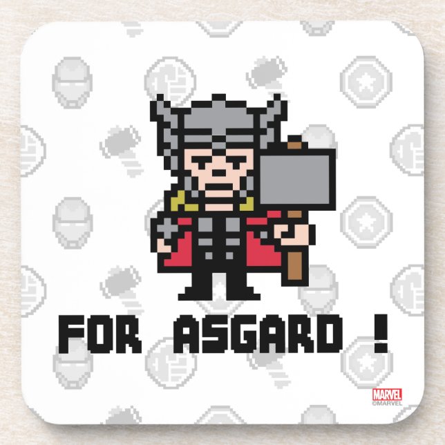8Bit Thor - For Asgard! Coaster (Front)