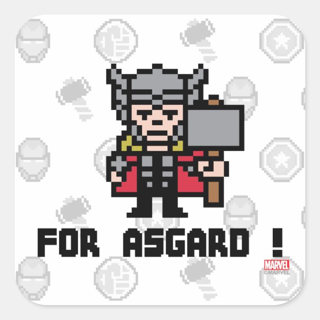 8Bit Thor - For Asgard! Square Sticker (Front)