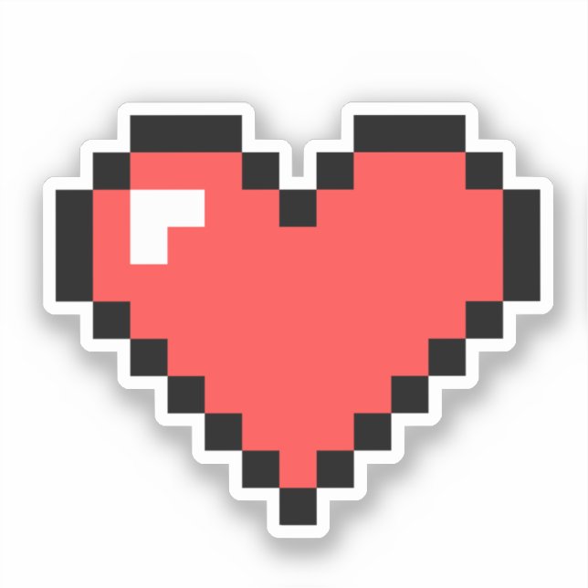 8Bit Video Game Heart Vinyl Sticker (Front)