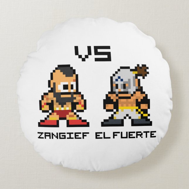 8bit Zangief VS El Fuerte Round Pillow (Front)