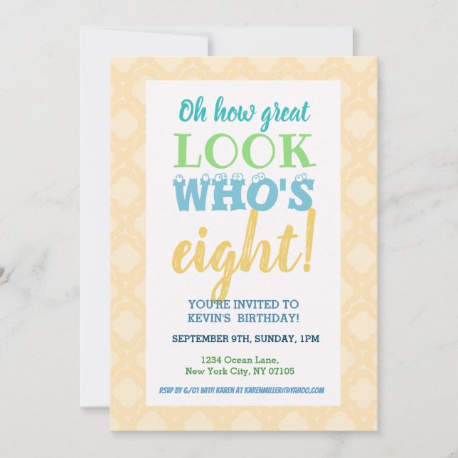 8e anniversaire Invitation Libellé (Devant)