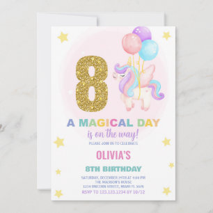 8e anniversaire Unicorn Anniversaire Invitations