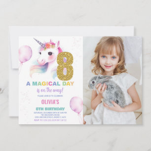 8e anniversaire Unicorn Anniversaire Invitations p