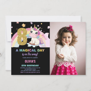 8e anniversaire Unicorn Anniversaire Invitations p