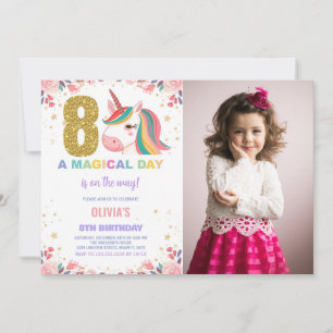 8e anniversaire Unicorn Anniversaire Invitations p