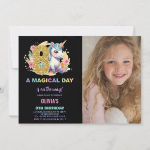 8e anniversaire Unicorn Anniversaire Invitations p