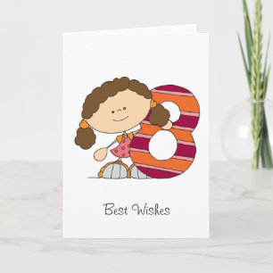 8ème anniversaire - carte de voeux - fille