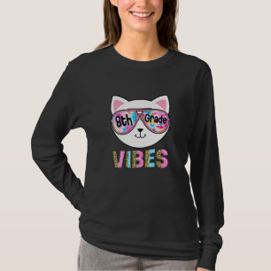 8H Grade Vibes Back O School Cat Girl Ie Dye Leopa T-Shirt