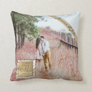 8th,19th Bronze Wedding Anniversary Custom Photo Throw Pillow