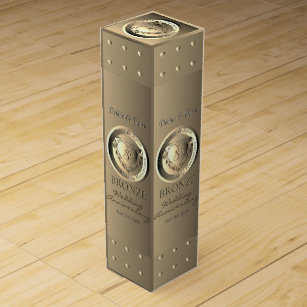 8th,19th Wedding Anniversary Bronze Medallion Wine Box