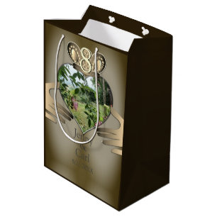 8th,19th Wedding Photo Anniversary Claddaugh   Medium Gift Bag