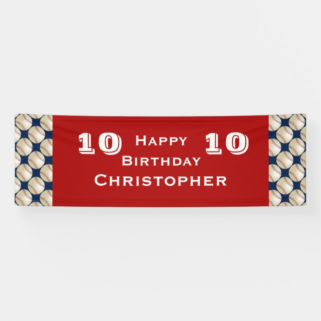 8th, 9th, 10th, 11th Birthday Party Baseball Banner (Horizontal)