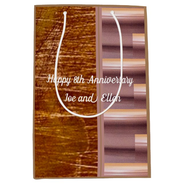 8th Anniversary, Bronze and Pottery  Medium Gift Bag (Front)