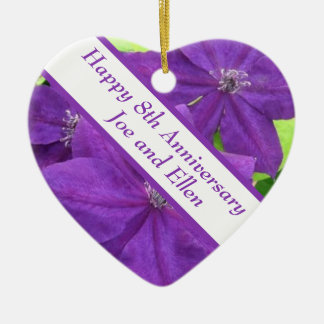 8th Anniversary, Clematis Ceramic Ornament