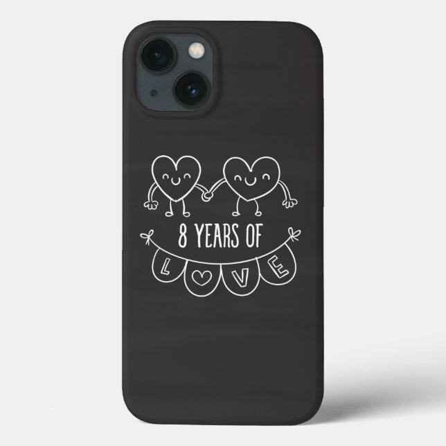 8th Anniversary Gift Chalk Hearts Case-Mate iPhone Case (Back)