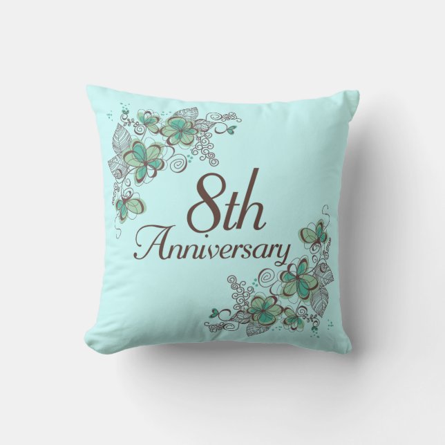 8th Anniversary Gift Throw PIllow (Front)