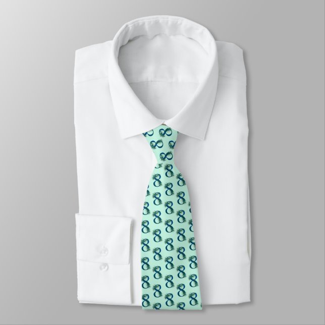 8th Anniversary Peacock Feathers Tie (Tied)