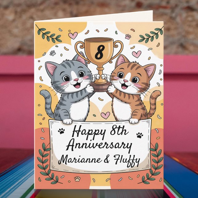 8th Anniversary Wedding cats Card (Creator Uploaded)