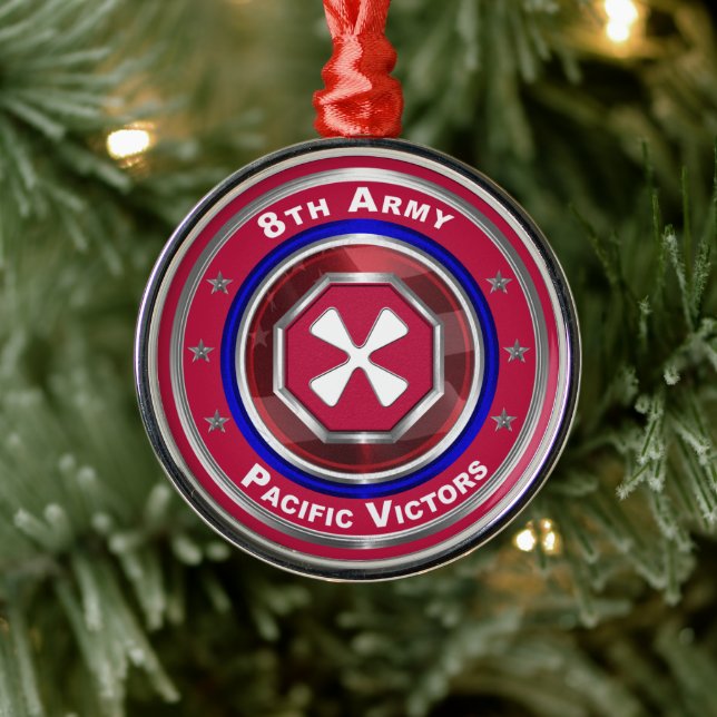 8th Army Customized Keepsake Christmas Metal Ornament (Tree)