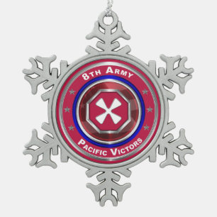 8th Army Customized Keepsake Snowflake Pewter Christmas Ornament