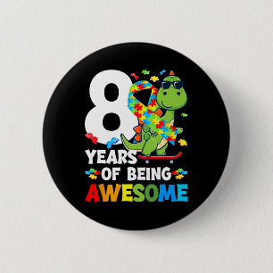 8th Autism Birthday Party Eight Year Old Autistic 2 Inch Round Button