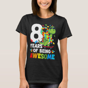 8th Autism Birthday Party Eight Year Old Autistic  T-Shirt