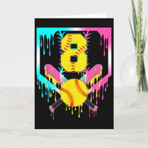 8th Bday Softll Home Plate Drip Ice Cream 8 Year O Card