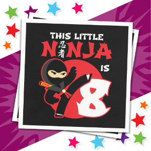 8th Birthday 8 Year Old Kids Party Little Ninja 8 Napkin