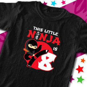 8th Birthday 8 Year Old Kids Party Little Ninja 8 T-Shirt
