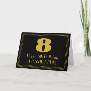 8th Birthday: Art Deco Inspired Look "8" & Name Card