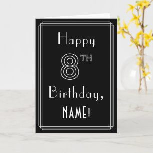 8th Birthday: Art Deco Style # 8 & Custom Name Card