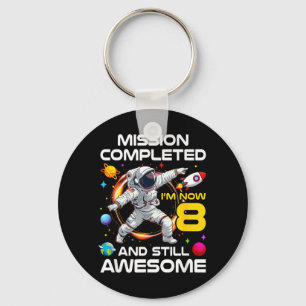 8th Birthday Astronaut 8 Years Old Outer Space Keychain