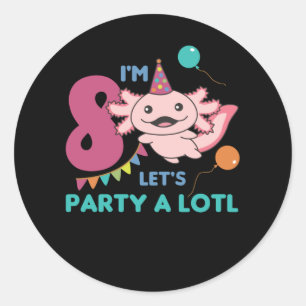 8th Birthday Axolotl Eight Year Old Sweet Axolotls Classic Round Sticker