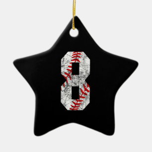8th Birthday Baseball Big Number Eight 8 Year Old Ceramic Ornament