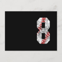 8th Birthday Baseball Big Number Eight 8 Year Old