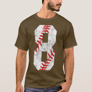 8th Birthday Baseball Big Number Eight 8 Year Old  T-Shirt