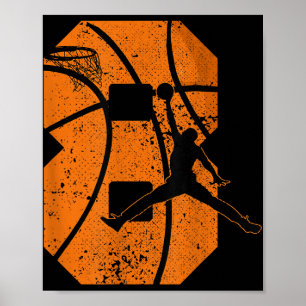 8th Birthday Basketball 7 Yr Bday Party 8yr Eight Poster