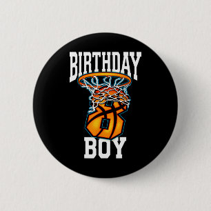 8th Birthday Basketball  8 Years Old Kids Gift 1 2 Inch Round Button