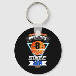 8th Birthday Basketball Player 8 Years Old Boy Gi Keychain