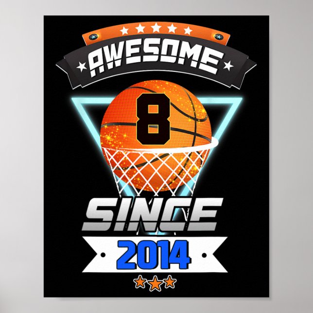 8th Birthday  Basketball Player 8 Years Old Boy Gi Poster (Front)